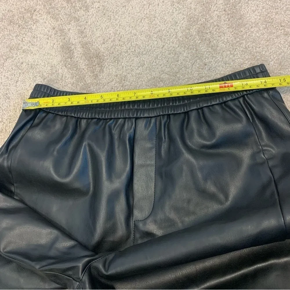 Zara black faux leather vegan joggers pull on Sz M NWT - Picture 9 of 13